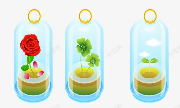 养在瓶子里的花png免抠素材_新图网 https://ixintu.com 植物 玻璃瓶 花 透明