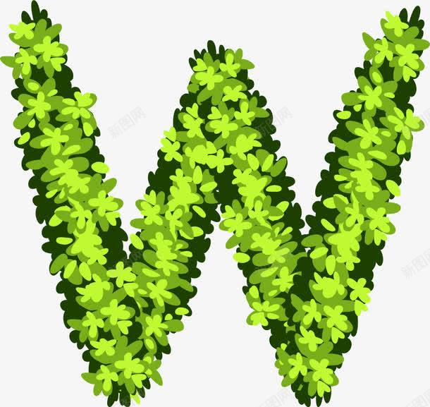 手绘绿色植物花卉创意英文字母Wpng免抠素材_新图网 https://ixintu.com 26个字母 3D字母 字体设计 广告字母 彩色字母 立体字母 绿色小花 绿色花瓣创意字母 艺术字 花瓣创意字母 英文字母W