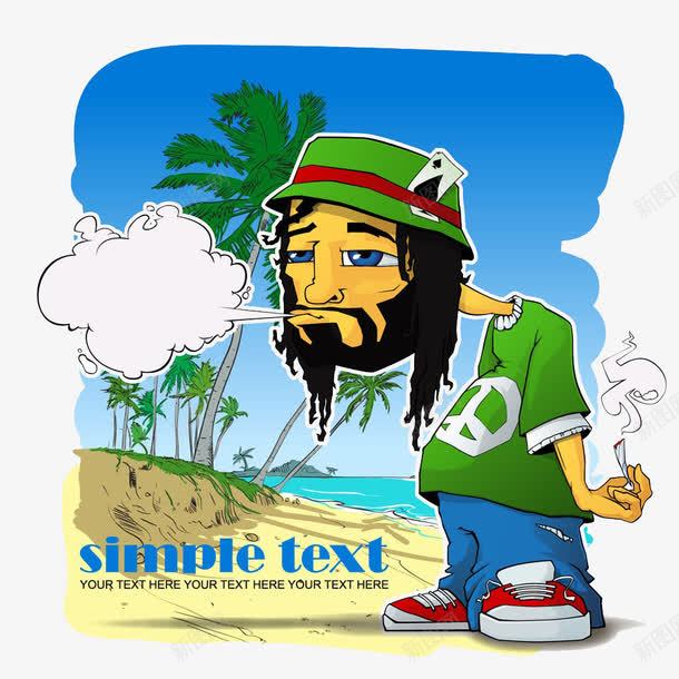 在孤岛上抽烟的男子png免抠素材_新图网 https://ixintu.com 创意卡通 独自抽烟的男子