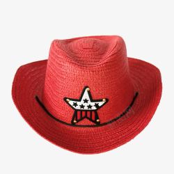牛仔红色草帽素材