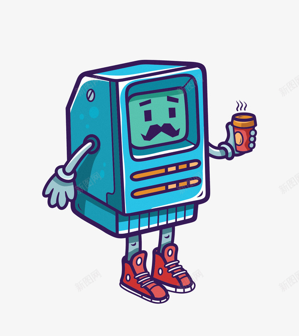 拿着饮料的机器人png免抠素材_新图网 https://ixintu.com 动漫动画 卡通手绘 卡通机器人 机器人 蓝色 蓝色机器人 装饰图