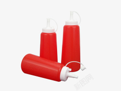 三个小塑料凳红色挤酱瓶高清图片