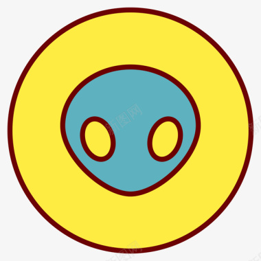 黄色手绘圆弧外星人元素矢量图图标图标
