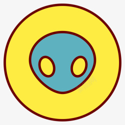 黄色外星人黄色手绘圆弧外星人元素矢量图图标高清图片