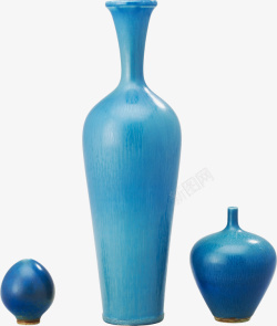 三个花瓶三个蓝色花瓶抠图高清图片