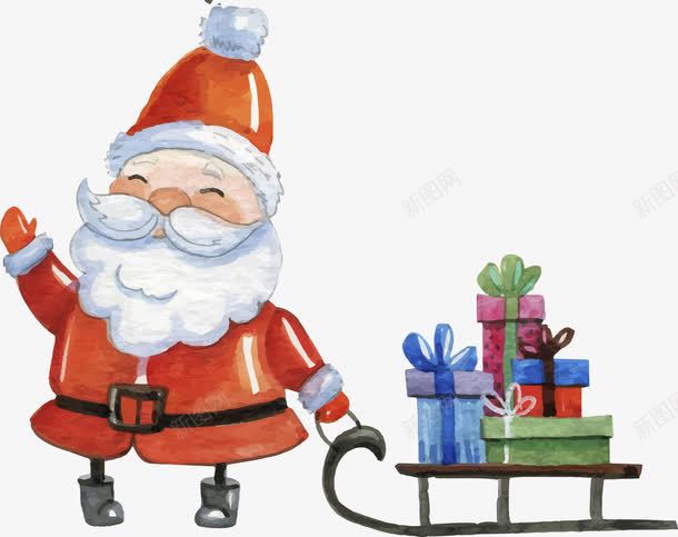 彩绘圣诞老人与雪橇png免抠素材_新图网 https://ixintu.com 圣诞 圣诞图片 圣诞老人 圣诞节 彩绘圣诞老人 矢量圣诞 雪橇