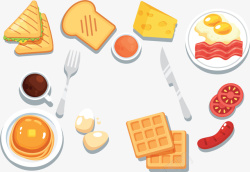 营养丰盛美味丰盛的营养早餐矢量图高清图片