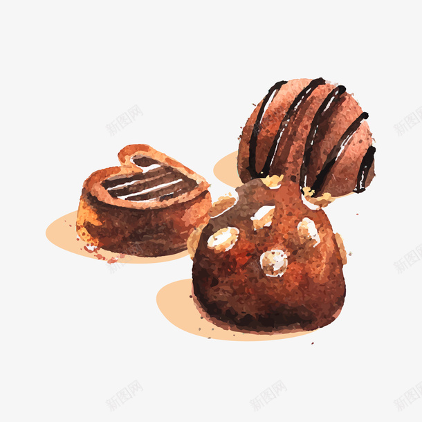 水彩糕点矢量图ai免抠素材_新图网 https://ixintu.com 棕色 水彩 美味 饼干 矢量图