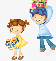 拿礼物的小孩png免抠素材_新图网 https://ixintu.com 小女孩 小孩 小男孩 拿礼物的小孩