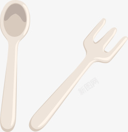 白色勺子与叉子矢量图素材