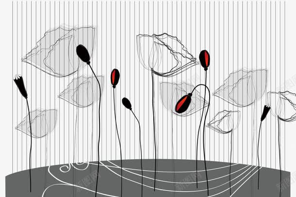 抽象花朵背景墙png免抠素材_新图网 https://ixintu.com 抽象 线条 花朵 花苞