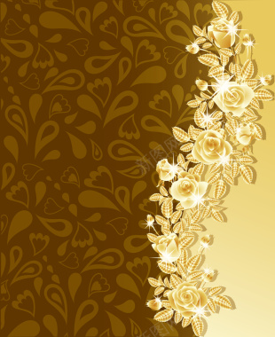 金色金属质感花朵背景矢量图背景