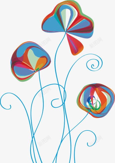 彩色卡通抽象花朵png免抠素材_新图网 https://ixintu.com 卡通 彩色 抽象 花朵