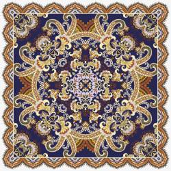 毛地毯素材蓝底黄花民族风毛地毯矢量图高清图片