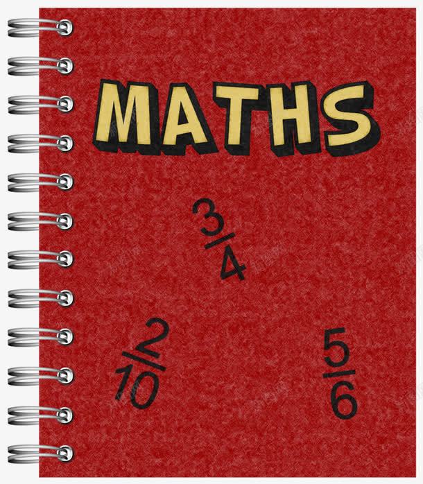 数学练习册png免抠素材_新图网 https://ixintu.com 分数 数学 红色 练习册