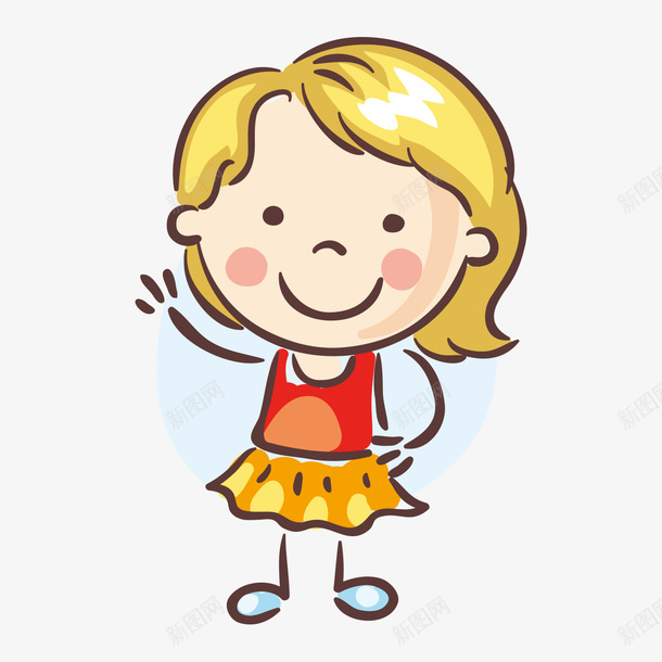 黄发女孩png免抠素材_新图网 https://ixintu.com 一个 卡通 女孩 手绘 水墨 简图 红色 黄色