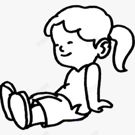 儿童坐姿女孩png免抠素材_新图网 https://ixintu.com 儿童坐姿 坐在地上 小姑娘 手绘 直腿坐 黑白色