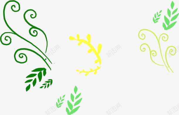 绿色花卉花纹装饰元素png免抠素材_新图网 https://ixintu.com 元素 绿色 花卉 花纹 装饰