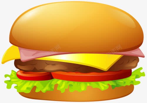 面包片的汉堡包png免抠素材_新图网 https://ixintu.com 奶酪 番茄 肉片 芝士 面包片