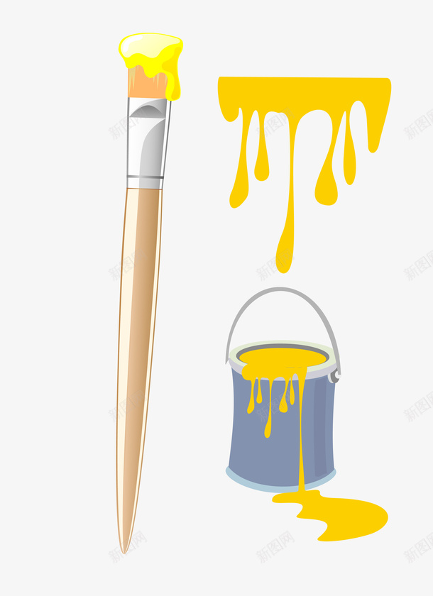 黄色油画笔png免抠素材_新图网 https://ixintu.com 卡通图案 油画 油画笔 画笔