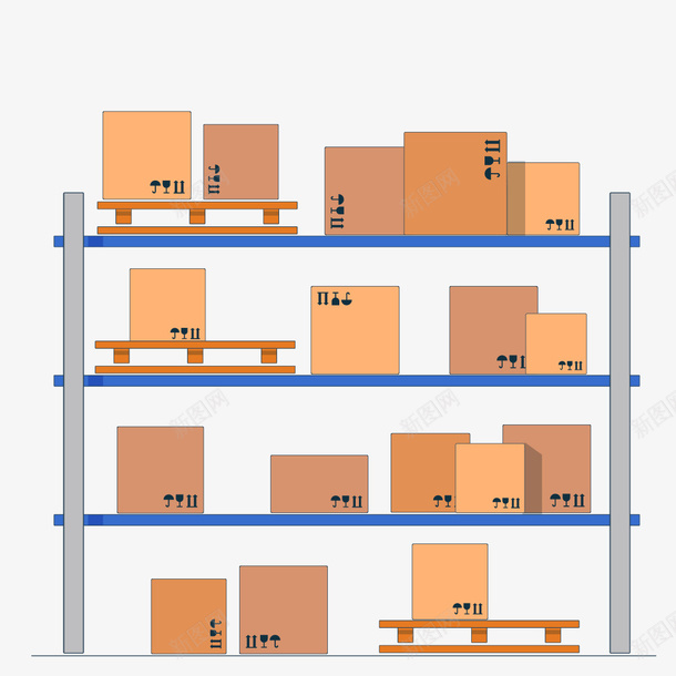 简易架子和货物卡通图png免抠素材_新图网 https://ixintu.com 包裹 卡通 摆放 简图 简易架子 箱子 货物