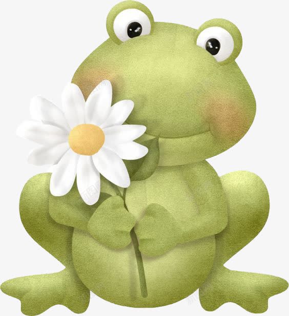 拿花的青蛙png免抠素材_新图网 https://ixintu.com 卡通青蛙 小花 小青蛙 装饰