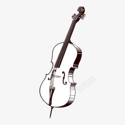 手绘白色大提琴素材