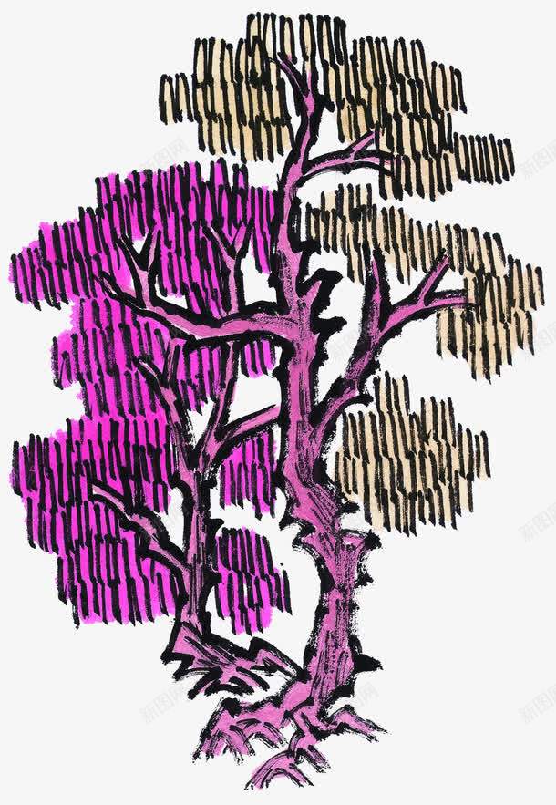 彩色手绘古风古树png免抠素材_新图网 https://ixintu.com 中国元素 古风 彩色树 树 水墨树 水彩树