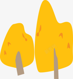 黄色秋天树木卡通矢量图素材