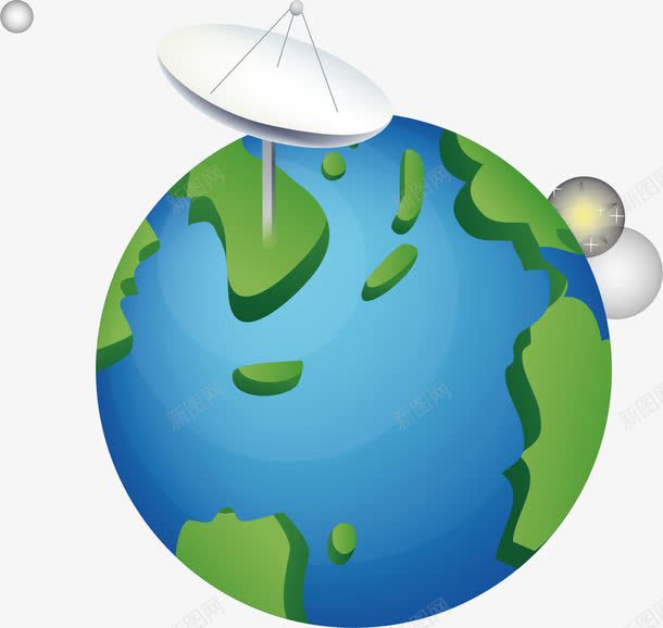 地球信号接收png免抠素材_新图网 https://ixintu.com 地球 手绘 接收器