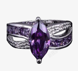 产品实物紫色宝石戒指素材