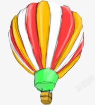 彩绘手绘红黄热气球素材