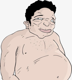 超胖男人手绘人物插图大肚腩高清图片