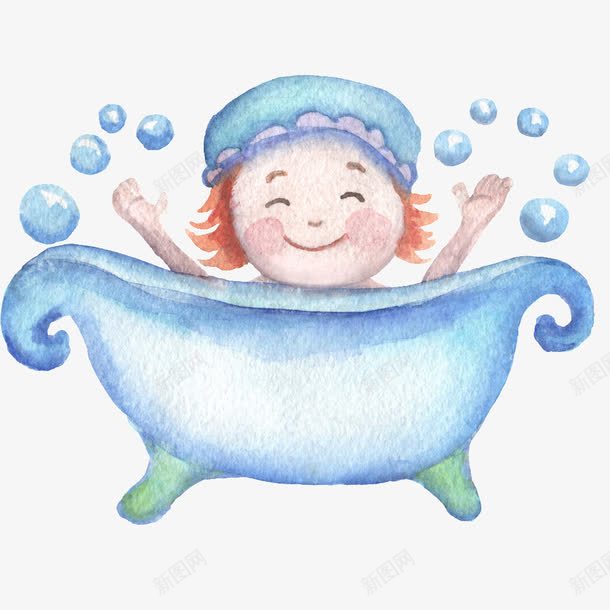 泡泡浴场景png免抠素材_新图网 https://ixintu.com 发帽 可爱 大笑 泡泡 浴缸 男孩