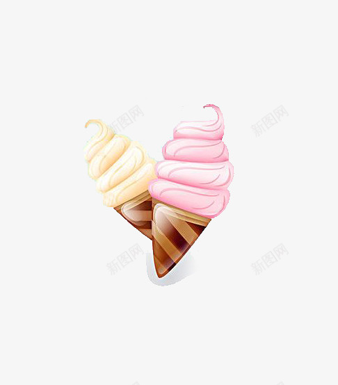 卡通冰淇淋png免抠素材_新图网 https://ixintu.com 两个冰淇淋 冰淇淋 冷饮 矢量装饰 装饰