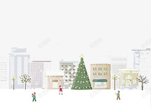城市圣诞节png免抠素材_新图网 https://ixintu.com 圣诞树 圣诞节 圣诞装饰 城市 房子