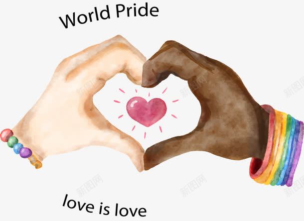国际友谊png免抠素材_新图网 https://ixintu.com 双手比心 手绘比心 白人 黑人