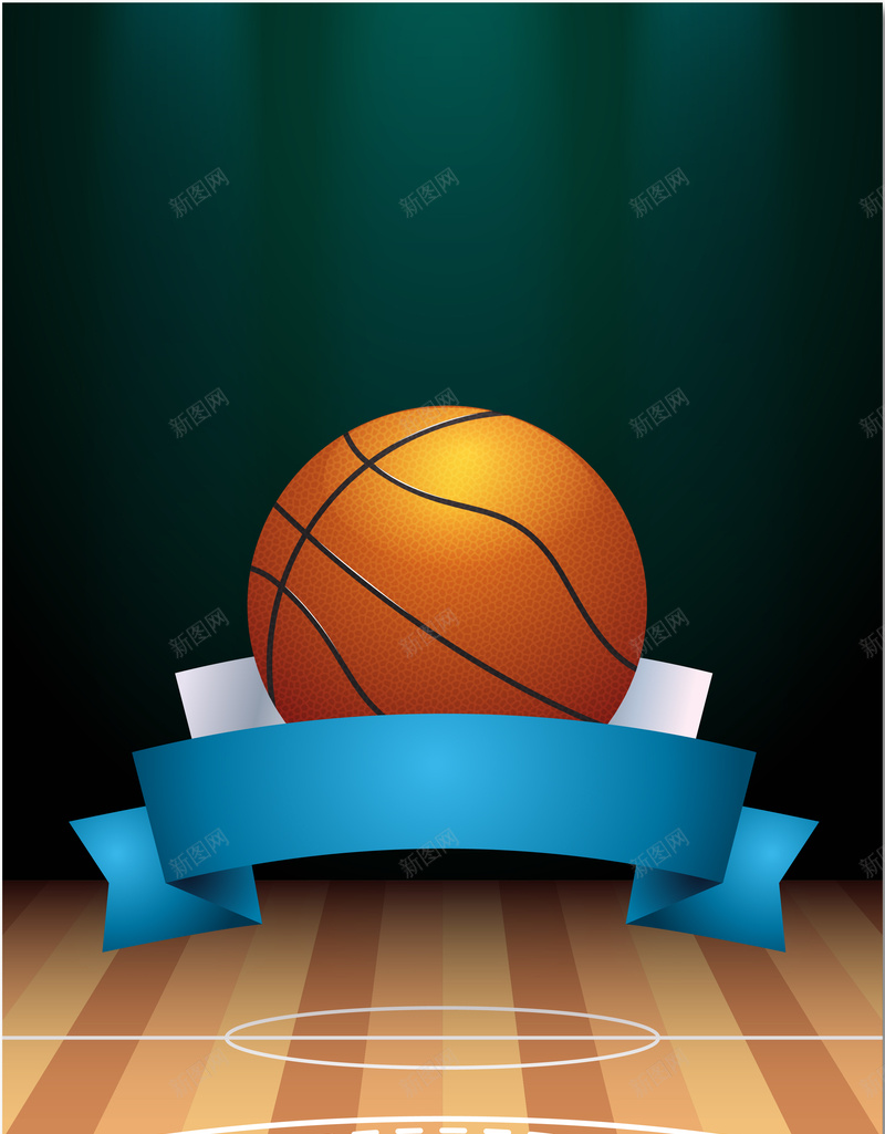 篮球比赛海报背景矢量图ai设计背景_新图网 https://ixintu.com 几何 比赛 篮球 篮球场 素材 背景 蓝色丝带 运动 矢量图
