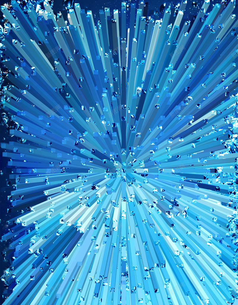 珊瑚蓝3D立体清透水晶放射柱体背景psd设计背景_新图网 https://ixintu.com 3D立体放射风格 几何立体 幻彩风格 晶体立体柱状元素 清透珊瑚 科技风格 立体 蓝色3D背景