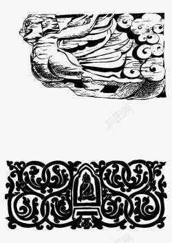 藏族檐雕花纹素材