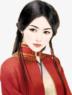 红衣凝视女子素材