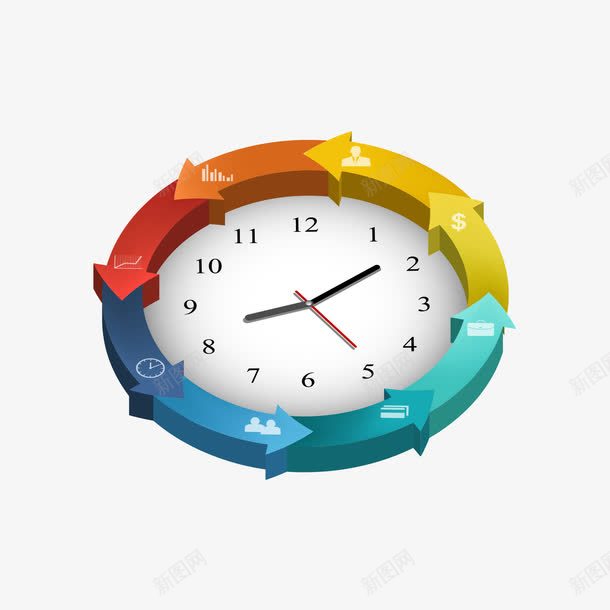 彩色时钟循环关系图png免抠素材_新图网 https://ixintu.com 彩色 循环关系图 时钟