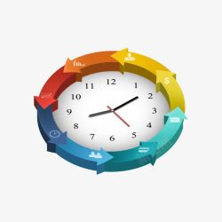 彩色时钟循环关系图素材