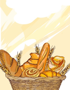 矢量手绘涂鸦美食面包背景背景