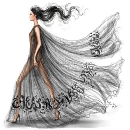 模特png免抠素材_新图网 https://ixintu.com 手绘 时装 服装设计 美女 黑裙子