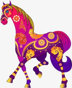 紫粉色渐变小马装饰素材
