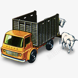 牛卡车与1960火柴盒汽车图标图标