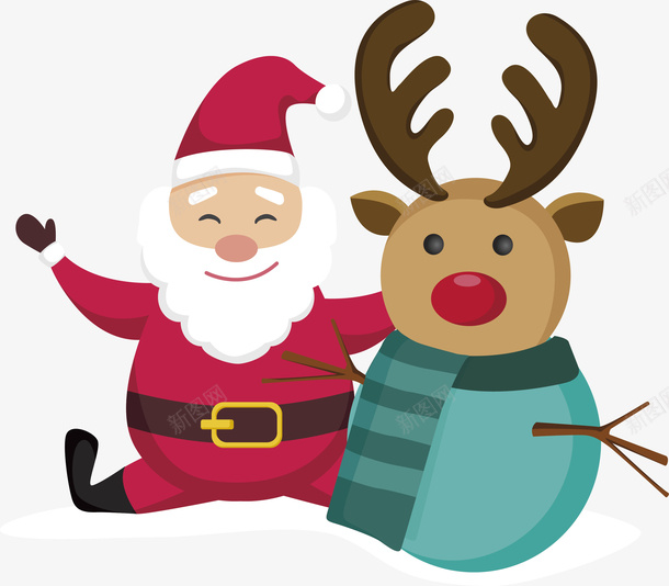 驯鹿和圣诞老人矢量图ai免抠素材_新图网 https://ixintu.com 圣诞老人 圣诞节 圣诞驯鹿 矢量png 过圣诞 驯鹿 矢量图