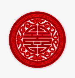 红色中国风纹理圆盘装饰图案素材