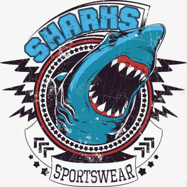 装饰蓝色鲨鱼logo矢量图图标图标